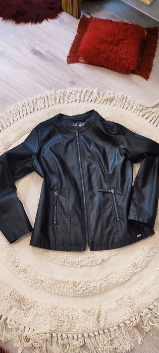 Jacheta dama din piele naturala neagra