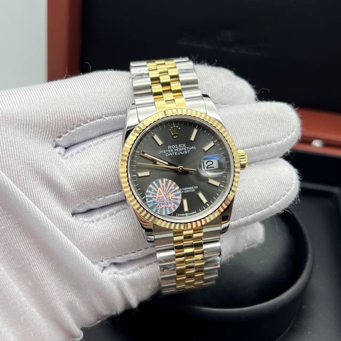 rolex datejust gray dial 36,mm lady