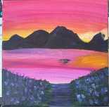 Tablou canvas peisaj 20x20 cm, acrilic