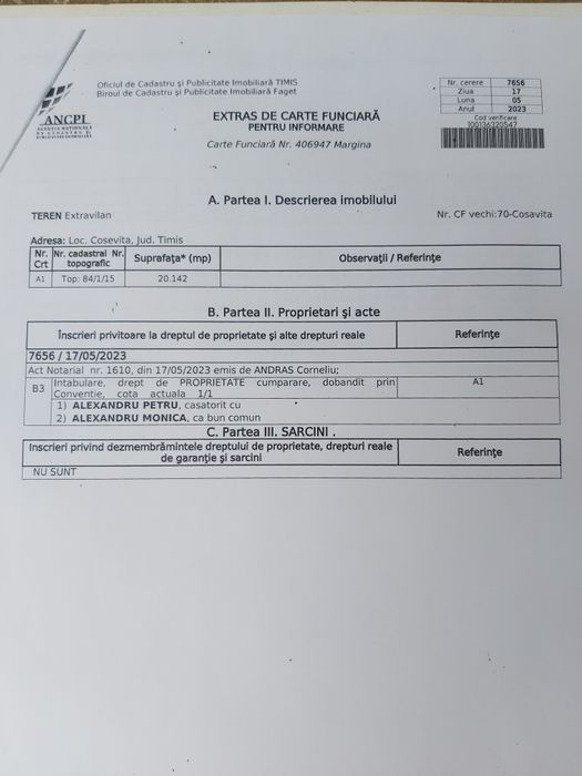 Teren de vânzare 2 hectare 142m² Coșevița jud.Timiș