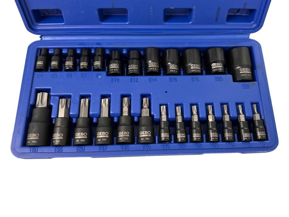 Set chei biti torx t8-t60 tubulare profil e e4-e20 1/4 3/8 1/2 25 pies