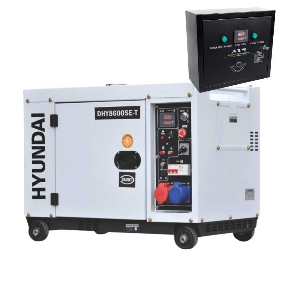 Generator trifazat 400V 7.9kVA cu motor diesel Hyundai DHY8600SE-T-ATS