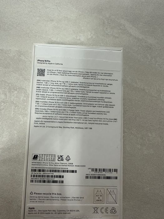 Vând iPhone 16 pro white titanium, 128 gb Telefonul este nou în cutie!