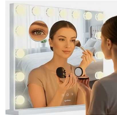 Светещо козметично огледало с 15 LED крушки и регулиране на светлината
