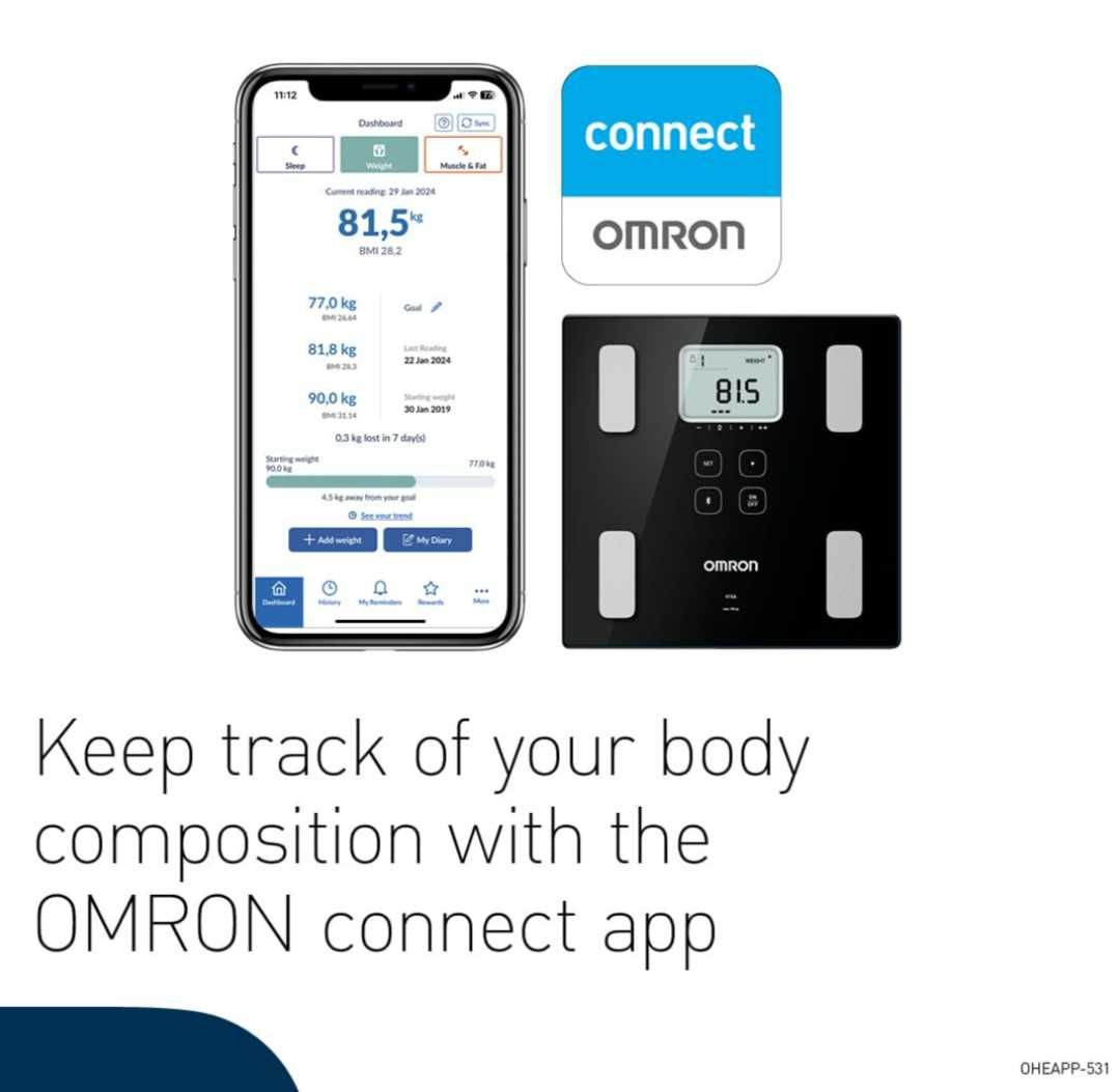 OMRON VIVA интелигентна везна монитор за пълен индекс телесна маса