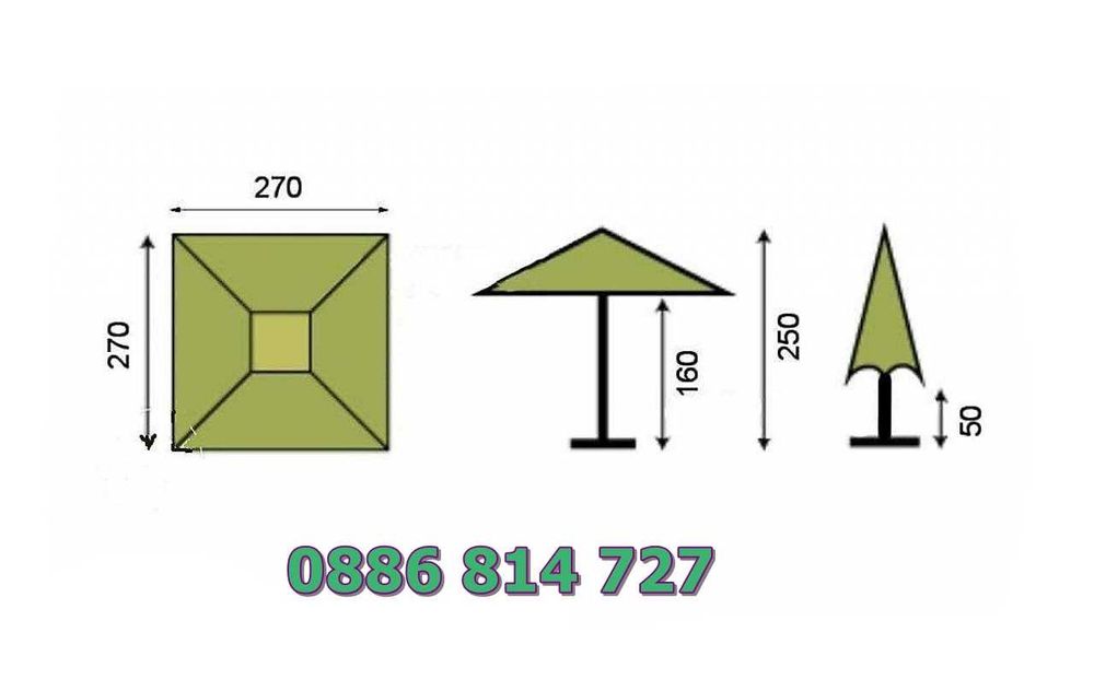 НОВИ - 3,5м градински квадратен чадър дъжд и слънце различни цветов