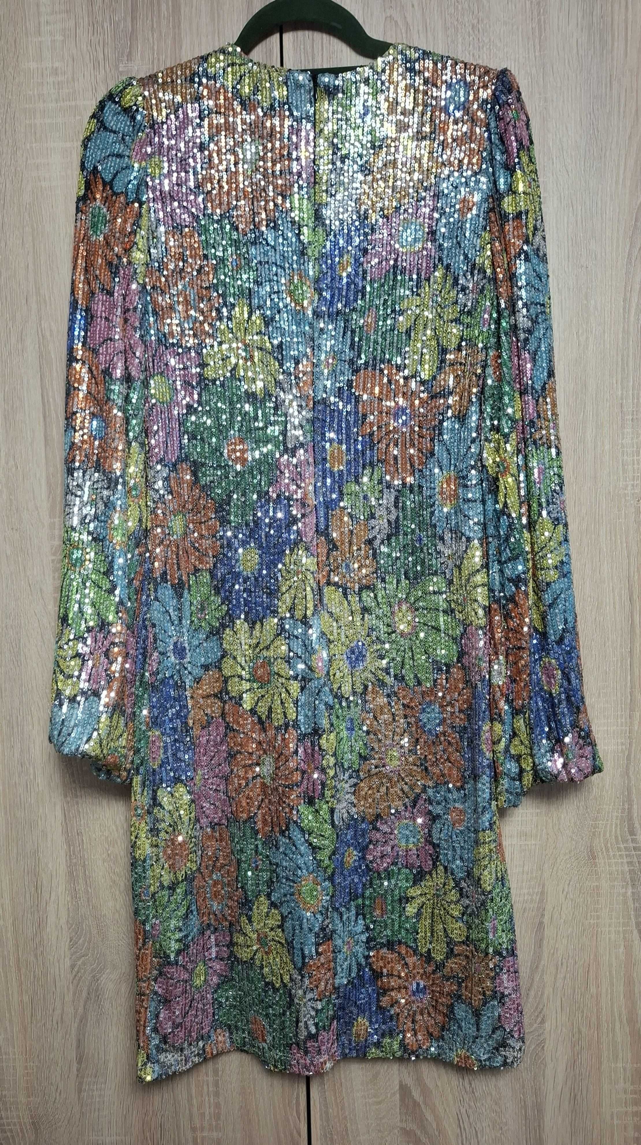 Rochie midi multicolora cu paiete, 38-M, Y.A.S