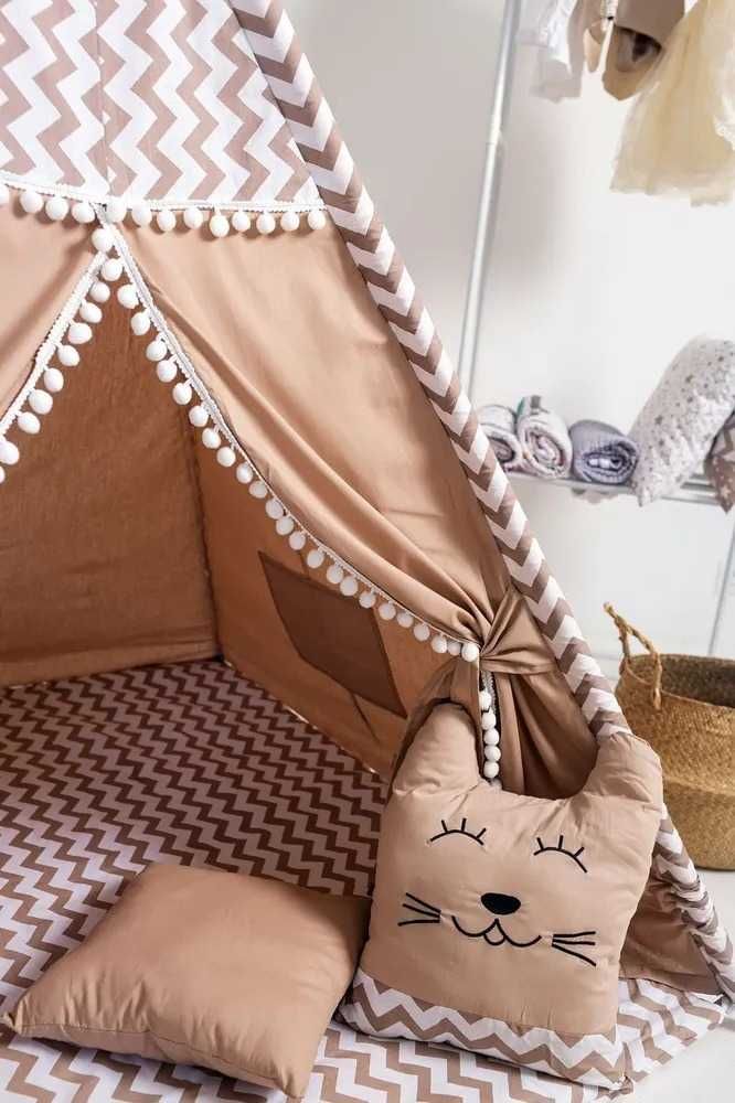 Детский Вигвам с ковриком, окошком, подушка-игрушка, подушка