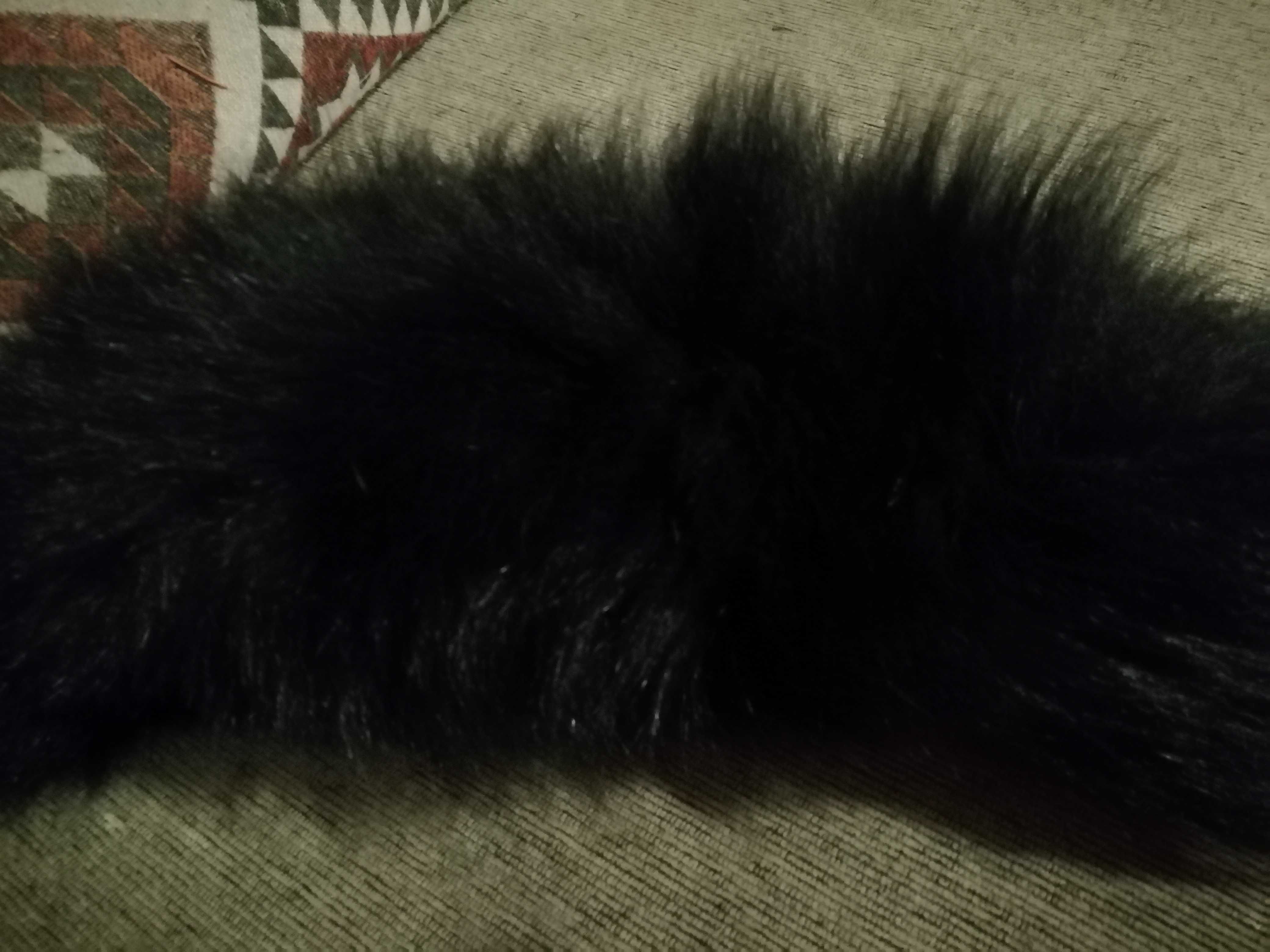 Луксозна кожена дамска чанта кожа –черна  лисица, форма лисичка