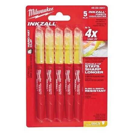 Комплект жълти маркери 5 броя Milwaukee / INKZALL