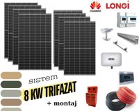 Sistem complet fotovoltaic 8 KW trifazat cu montaj gratuit