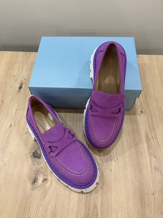 Естествен велур- мокасини Aquamarine