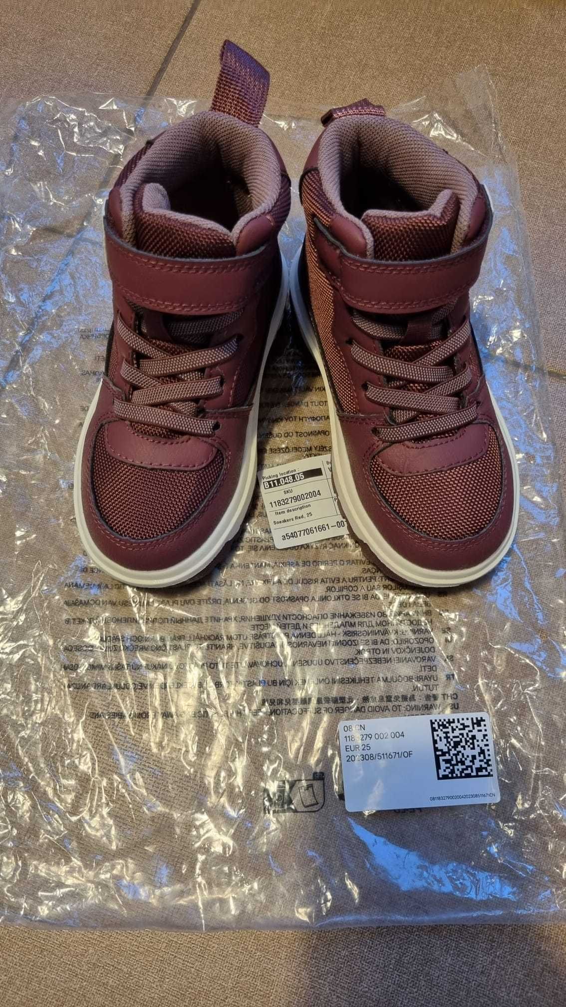 Vand pantofi sport inalti H&M impermeabili rosu-burgund, masura 25 noi