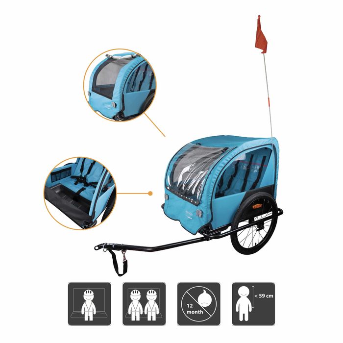 Ремарке за велосипед kid aventure 2, за превоз на деца