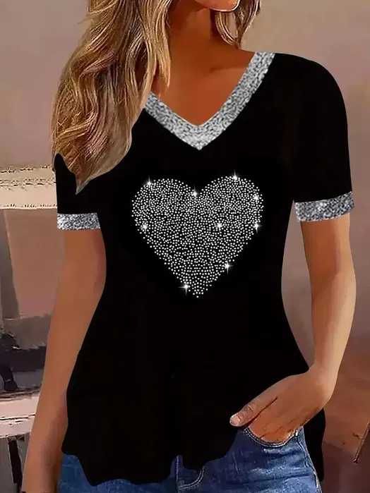 vand tricou dama negru cu argintiu  44-46 sau marimea 52