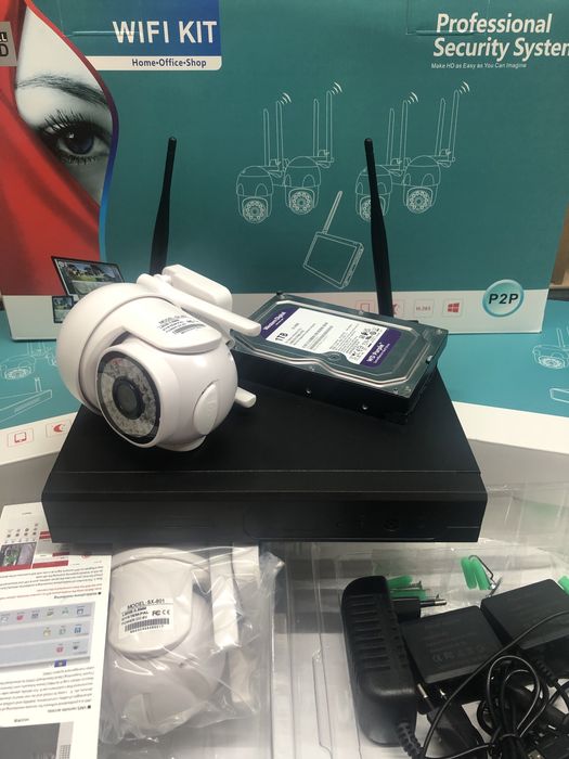 Sistem Supraveghere Rotativ Smart Wifi 2k NVR 4 Camere IR50m Hdd 1 Tb