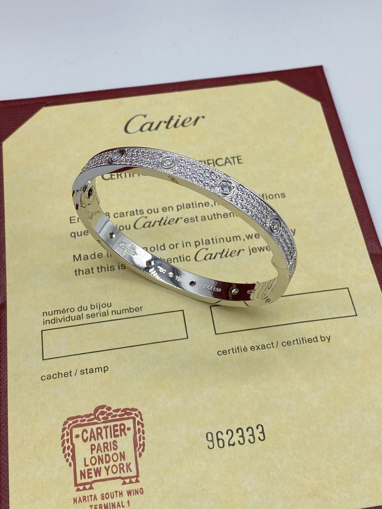 Brățară Cartier LOVE 18 White Gold 24K Full Diamond