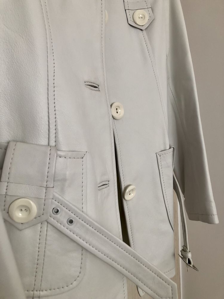 Jachetă albă de damă 100% piele naturală