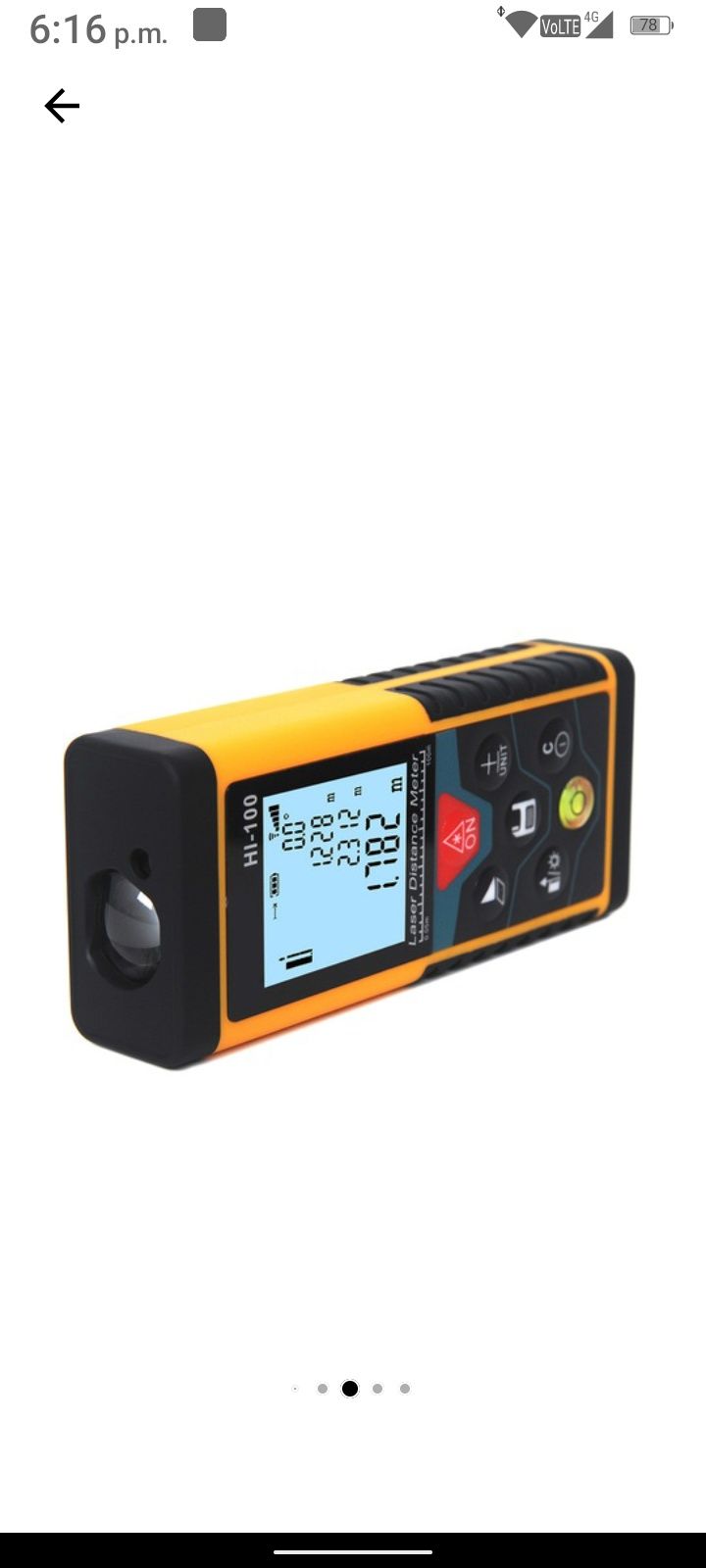 Calitate!Telemetru laser cu display, 60 m, ± 1.5 mm precizie, 635 nm