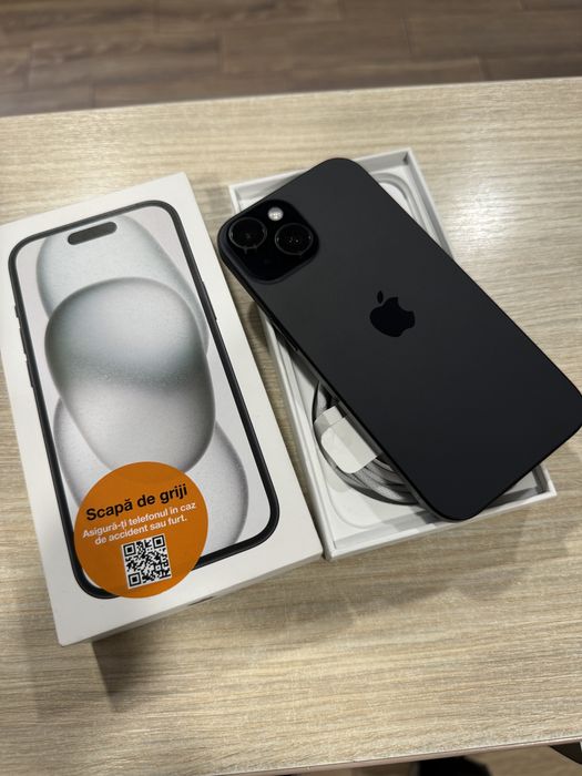 iPhone 15, 128GB, 5G, Black, Impecabl/CA NOU, 5 Cicluri Incarcari!!