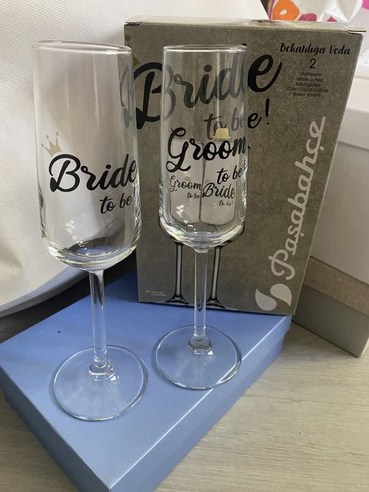 Bride Сватбени чаши бокал, подарък диадема bride to be
