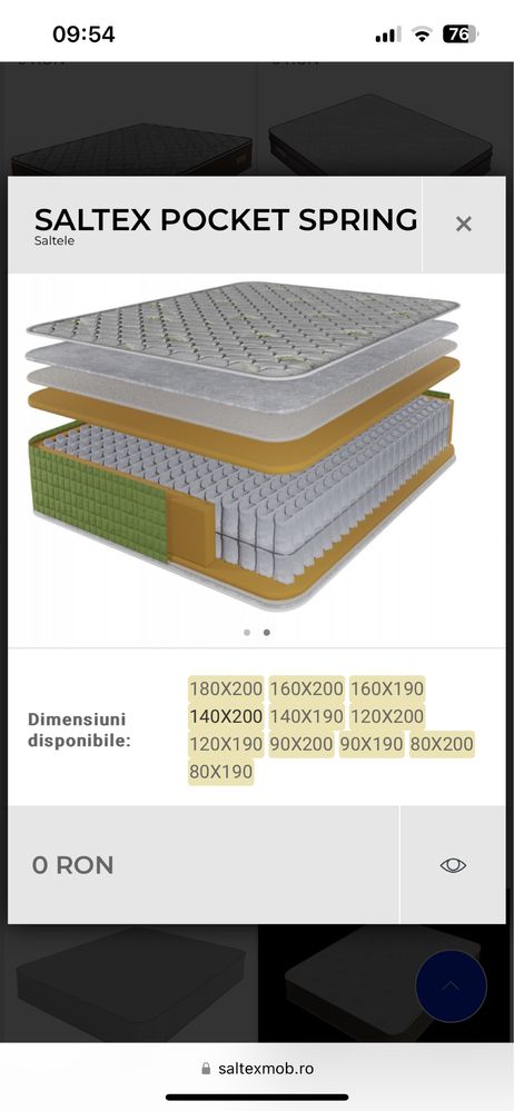 Vand Saltea de pat Saltex Pocket Spring