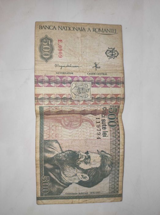 Vând bancnotă de 500 lei cu chipul lui Constantin Brâncuși din 1992