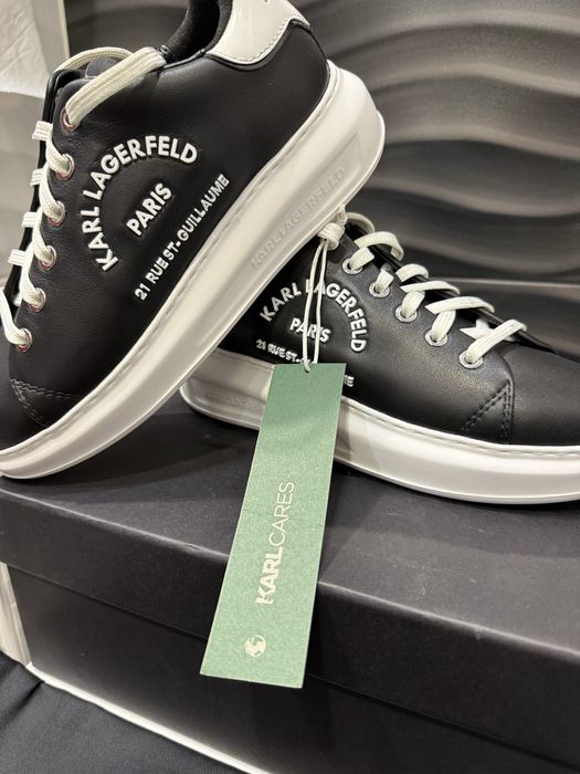ПРОМО! Черни сникърси от естествена кожа Karl Lagerfeld 37 номер