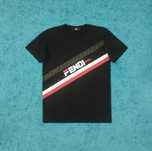 Tricou Fendi Roma - Diagonal White/Red Regular