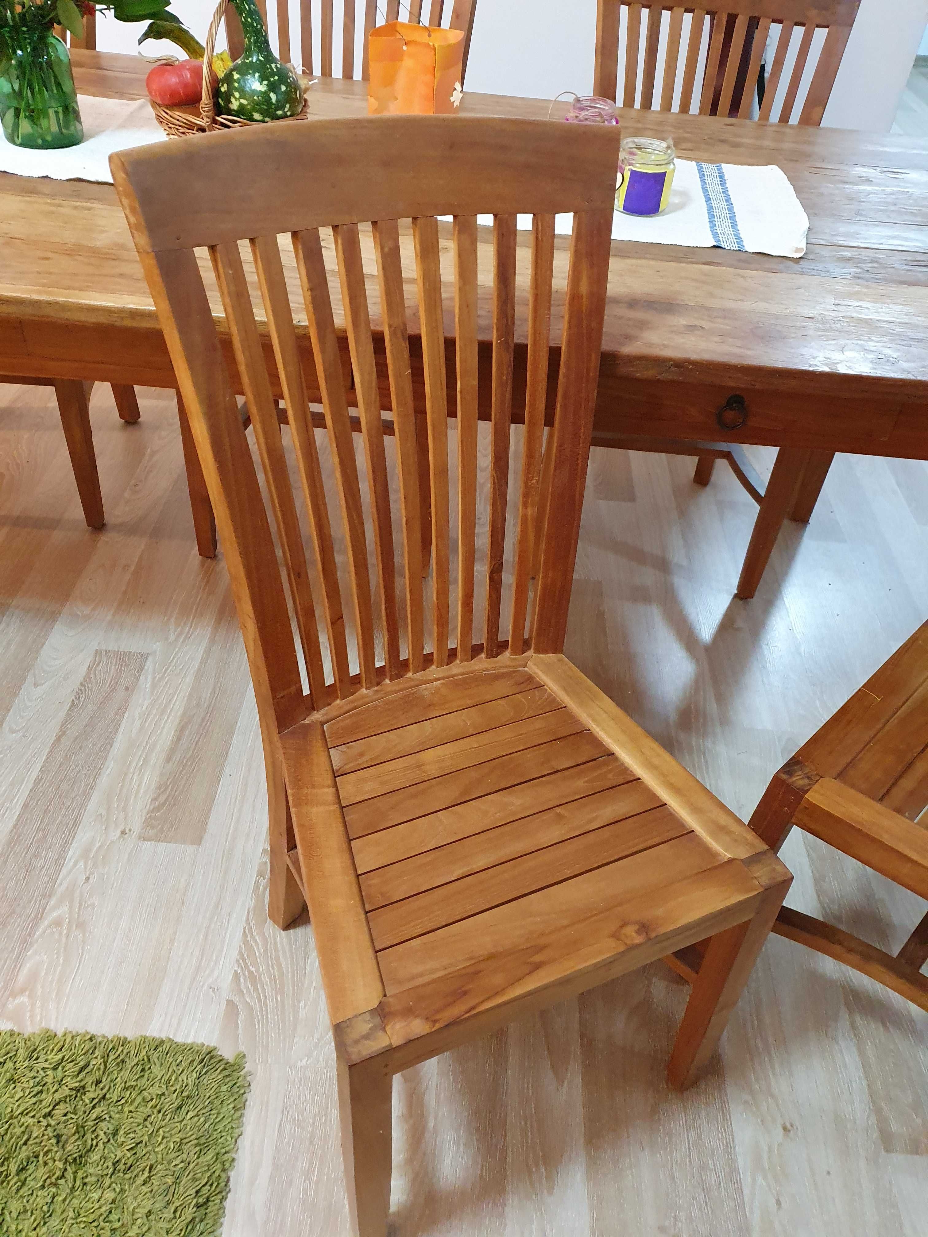 Set masa + 8 scaune din lemn masiv  pentru living sau terasa 2,5 metri