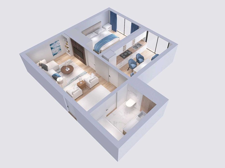 "Nurafshon Modern House" ТЖМ 1-хонали 43.65м2 4 қават - Nurafshon city