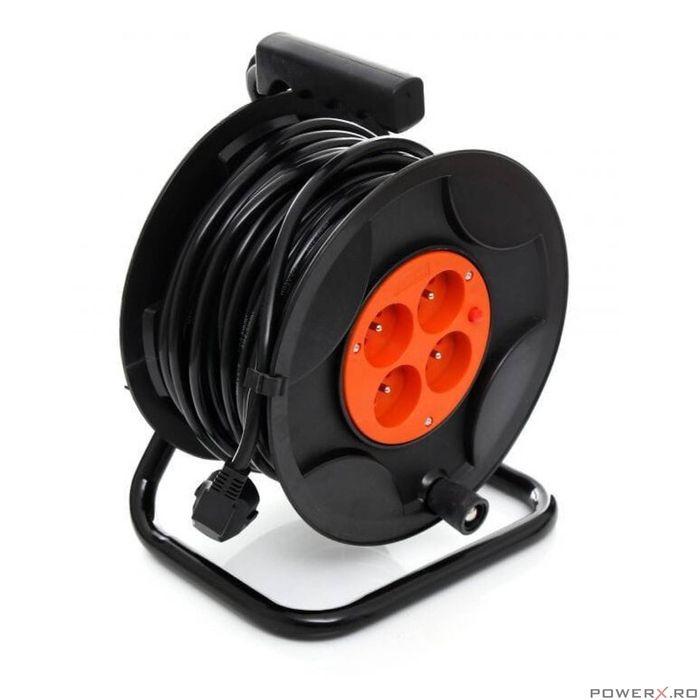 Rola de curent 50m, prelungitor cu tambur, Kraft