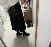 Нова дълга плисирана кожена пола "Amisu" "Амису" S-M размер 38 номер