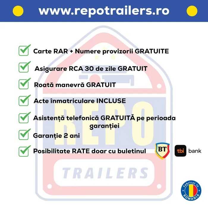 Remorca 750 kg, Apicola, ATV Auto Moto, Platforma, garantie, carte RAR