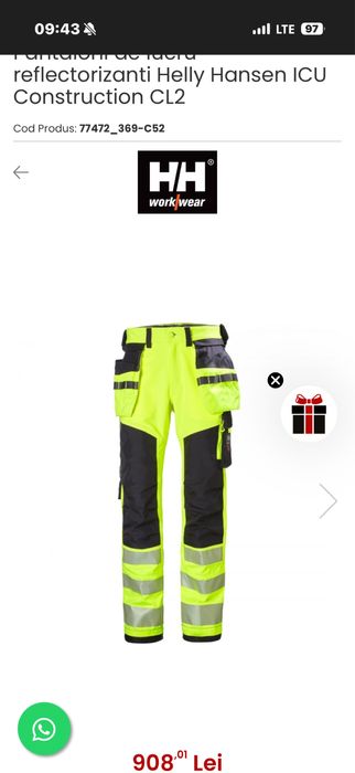 Pantaloni lucru Helly Hansen ICU Construction ,marimea 50 si 48 ,noi !