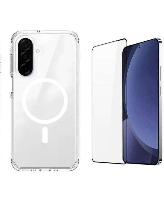 Samsung S23 FE S24 FE Husa Magnetica Clear + Folie Sticla Esd Clara