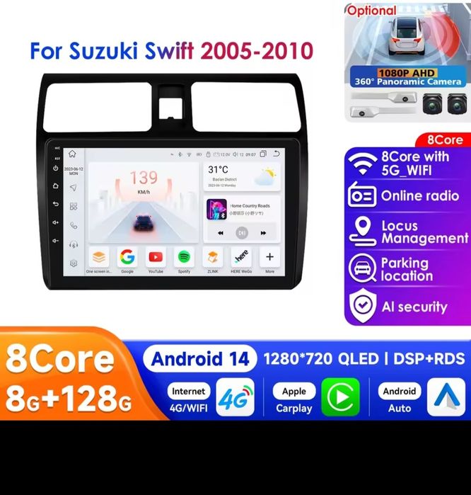 Navigatie android Suzuki Swift Waze YouTube GPS USB