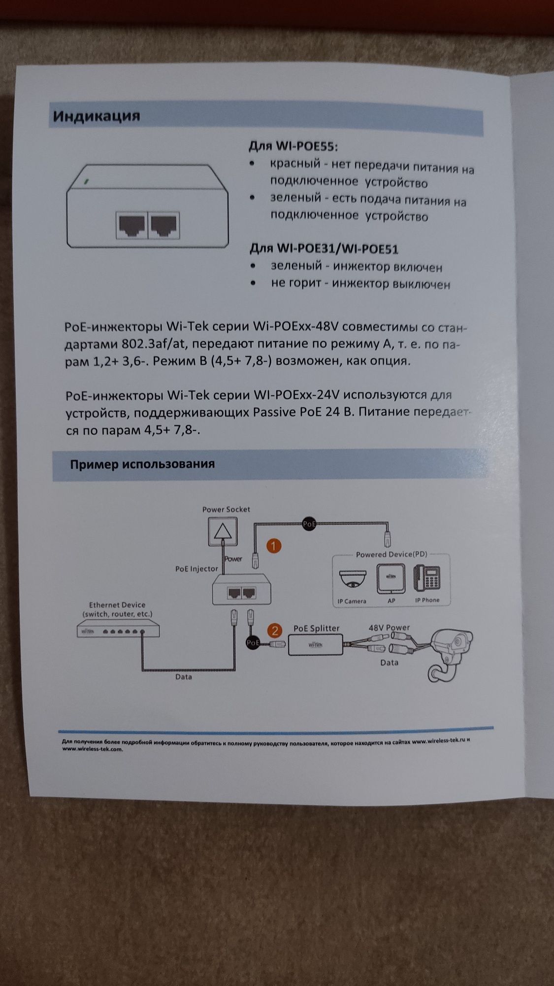 PoE-инжектор Wi-Tek 30W