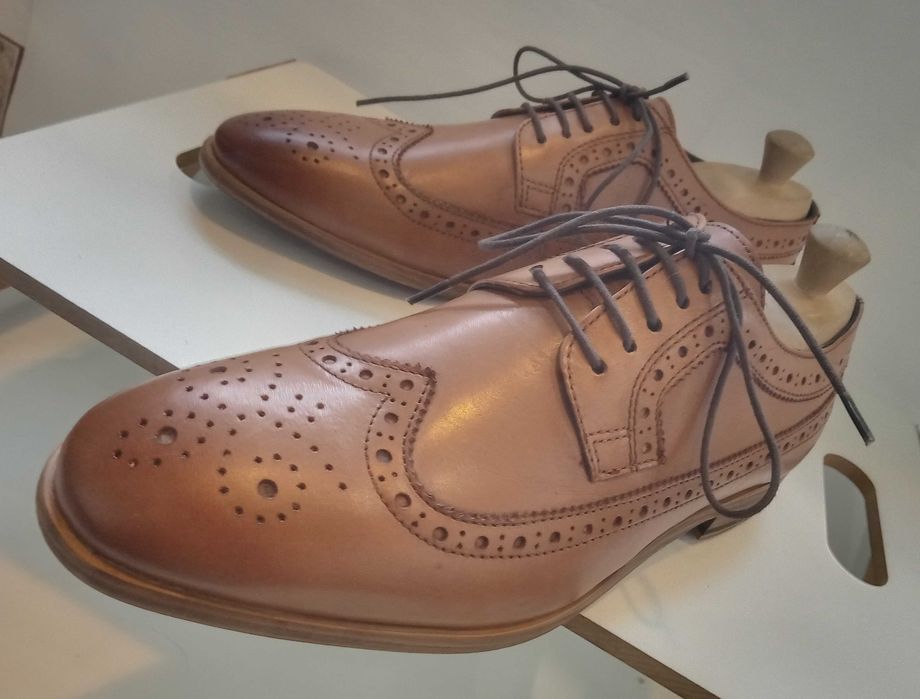 Pantofi derby 44 brogue Topman London piele naturala moale