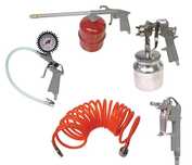 Kit compresor aer Carpoint 5 piese : Furtun presiune 4m si pistol umflat, lichid, vopsitorie si suflat aer
