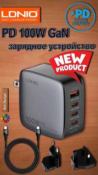 Зарядное устройство "LDNIO" Q408-GAN, PD3.0- 100W