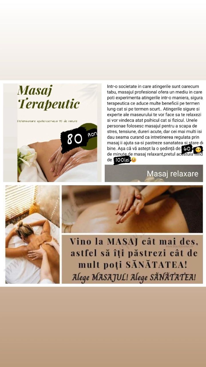 Masaj de relaxare combinat cu terapeutic