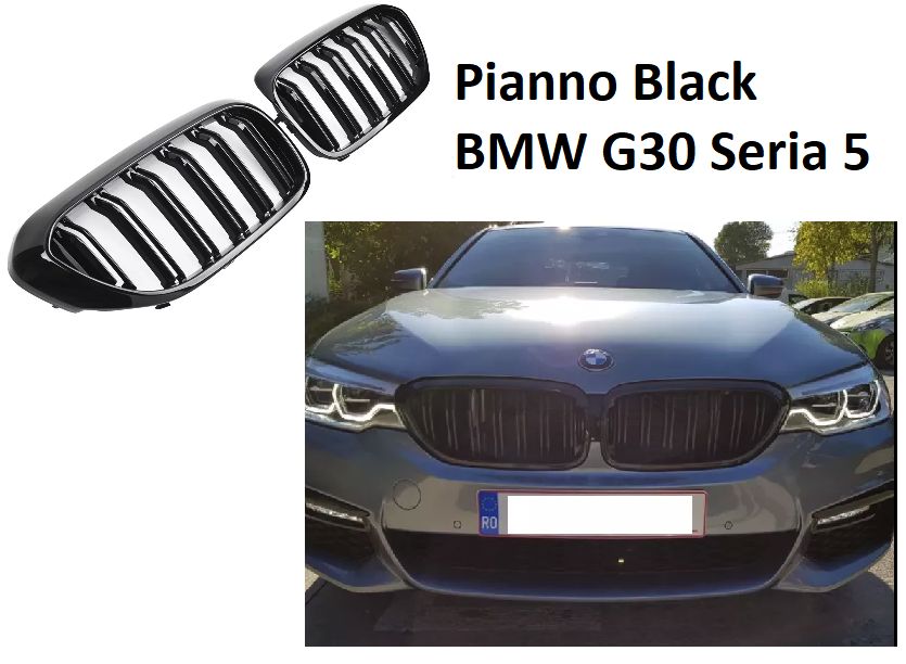 Grile Duble Centrale BMW G30 Seria 5 2017-2020 Negru lucios Pianno BLK