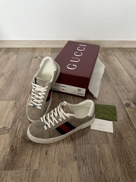 Gucci Ace Sneakers Oatmeal / Nappa Crocodile