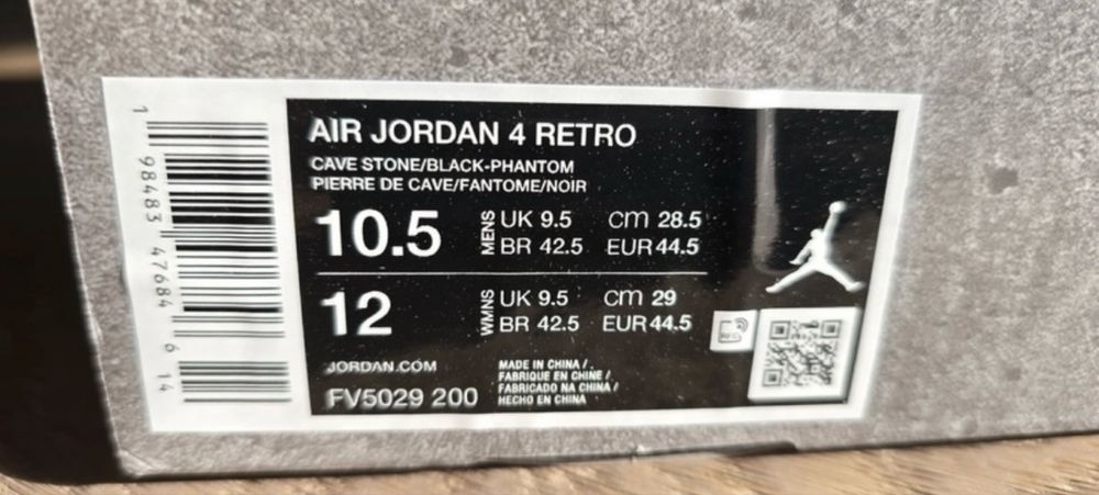 Jordan 4 Cave Stone/Phantom Black