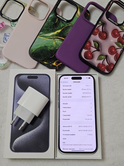 Iphone 15 pro 128GB Blue Titanium Full box, ca nou