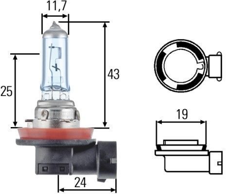 Bec auto cu halogen Hella H8 12V 35W, 1 buc. 8GH008356-121
