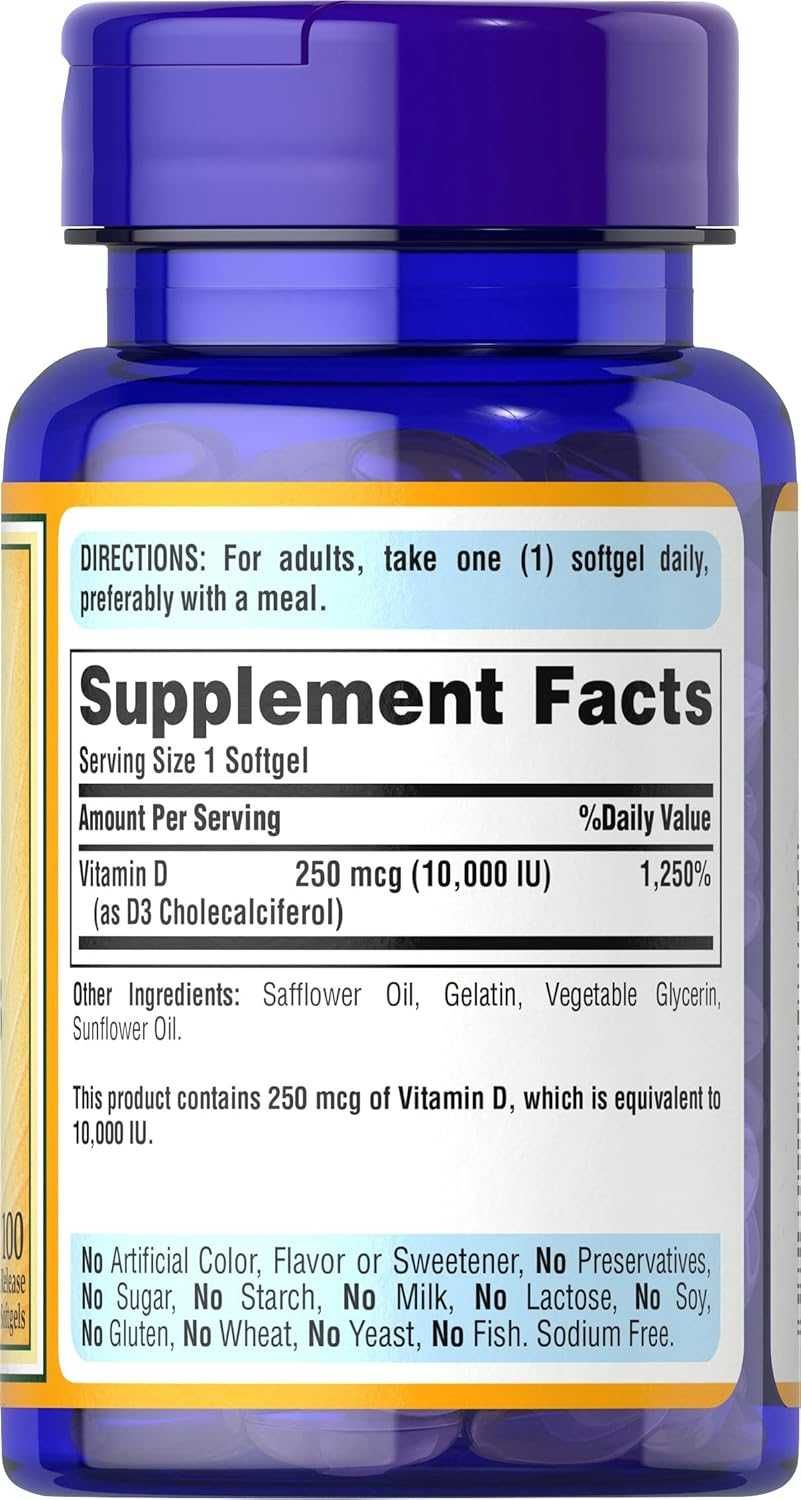 Витамин Д3, 10000 IU Puritan's Pride Vitamin D3 США Читайте текст