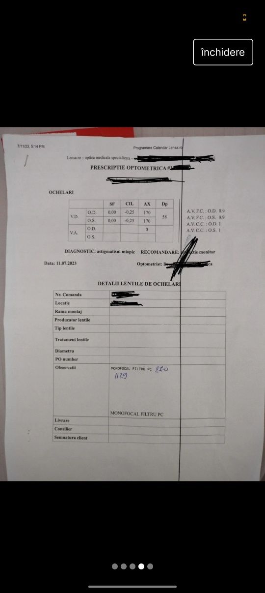 Ana Hickmann - Ochelari astigmatism miopic+protecție monitor
