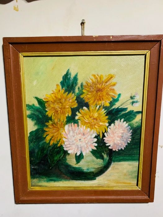 Pictura Crizanteme ( ulei pe carton )
